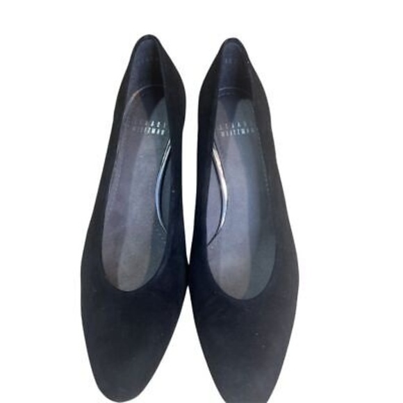 Stuart Weitzman Women's Black Suede Block Heel Pumps Size 6 Casual Office Party - Picture 1 of 16